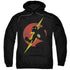 JLA/FLASH SYMBOL KNOCKOUT - ADULT PULLOVER HOODIE - BLACK