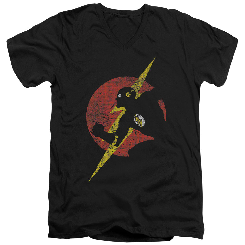 JLA/FLASH SYMBOL KNOCKOUT - S/S ADULT V-NECK 30/1 - BLACK
