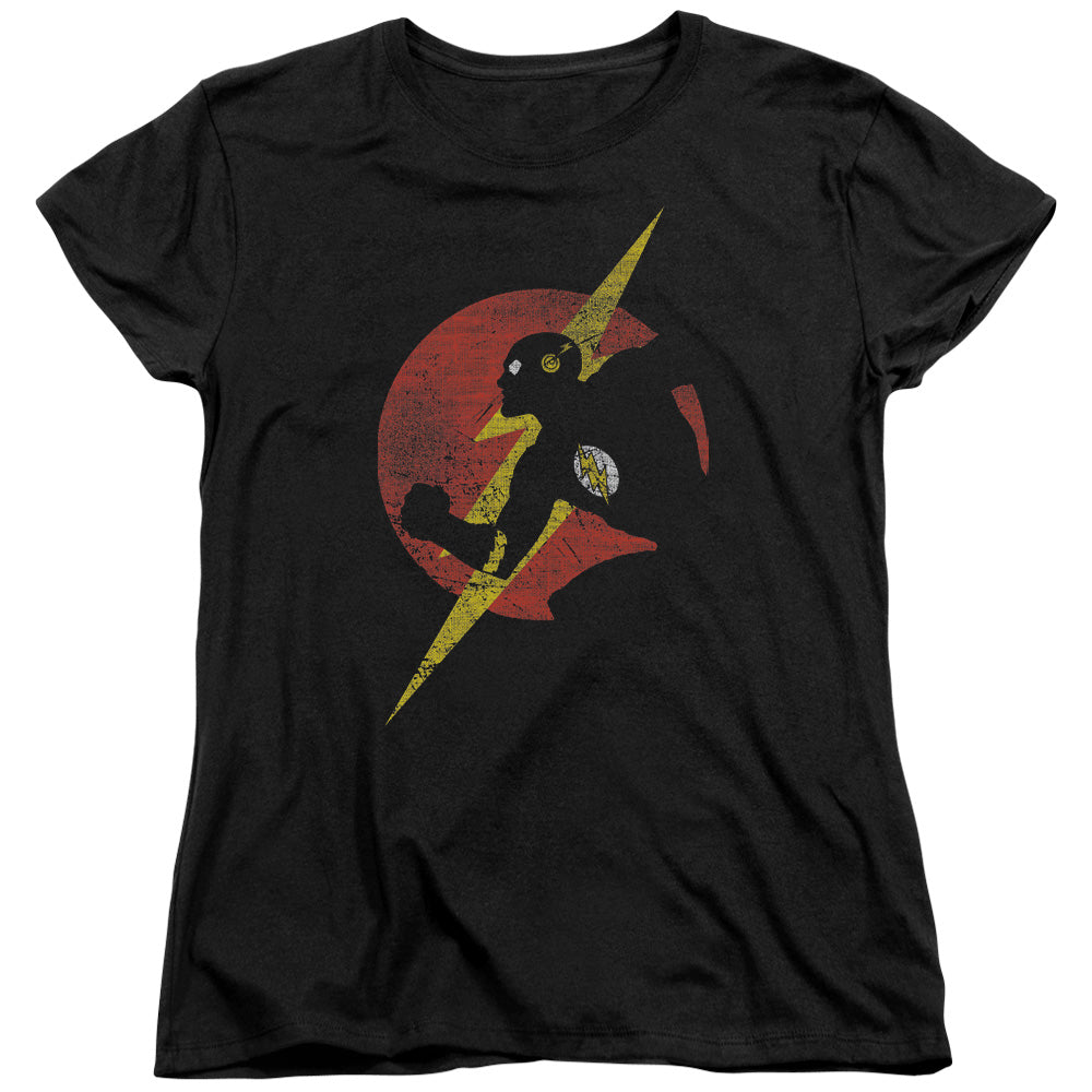 JLA/FLASH SYMBOL KNOCKOUT - S/S WOMENS TEE - BLACK