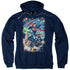 JLA/UNDER ATTACK - ADULT PULLOVER HOODIE - NAVY