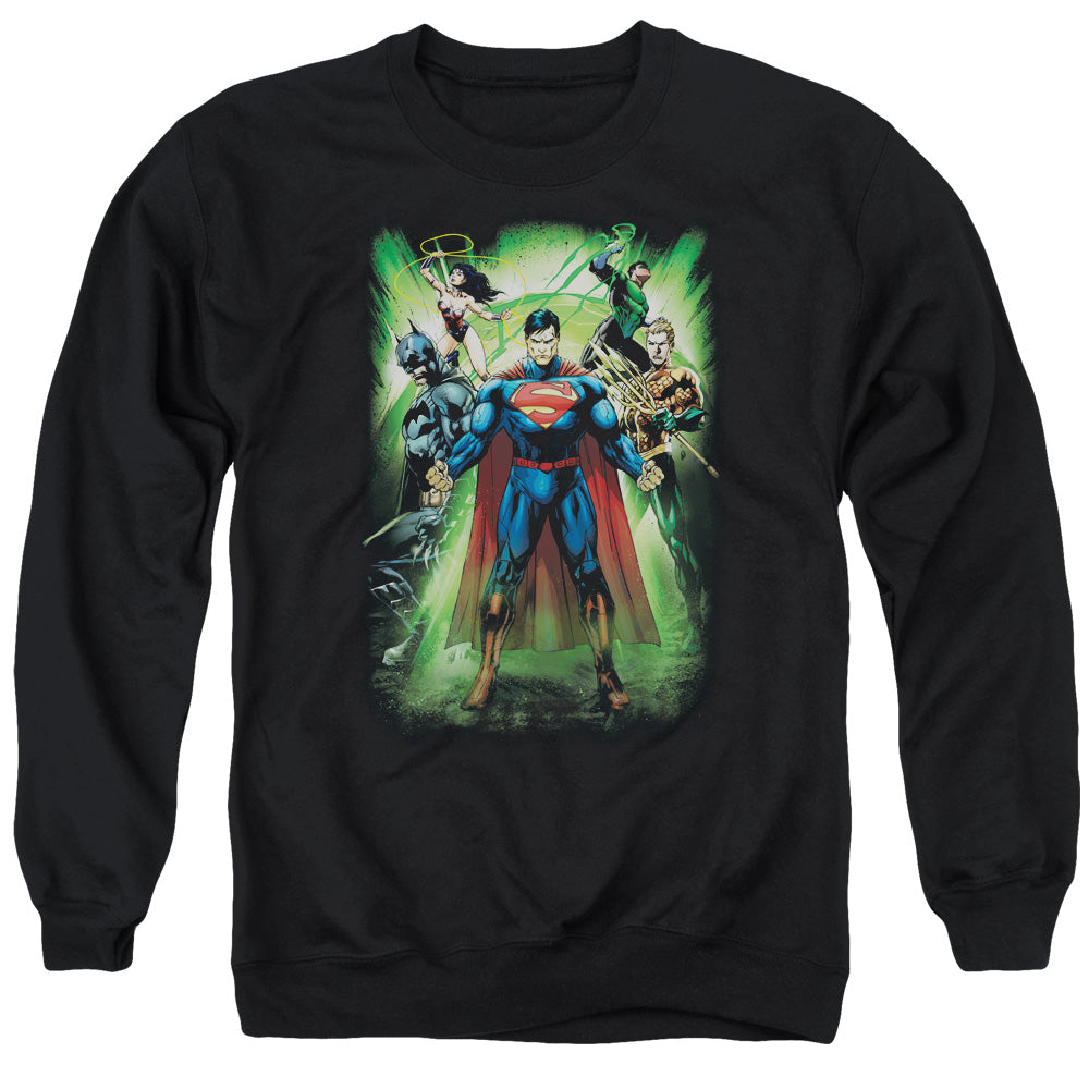 JLA/POWER BURST - ADULT CREWNECK SWEATSHIRT - BLACK