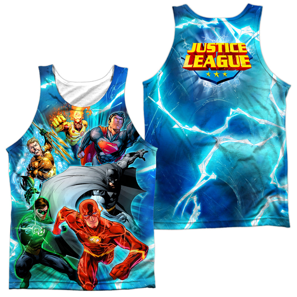 JLA/LIGHTNING TEAM (FRONT/BACK PRINT) - ADULT POLY TANK TOP - MULTI