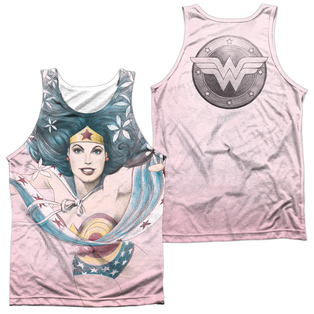 JLA/SKETCHED (FRONT/BACK PRINT) - ADULT POLY TANK TOP - MULTI