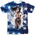 JLA/RIPPED FLAG (FRONT/BACK PRINT) - S/S ADULT POLY CREW - MULTI