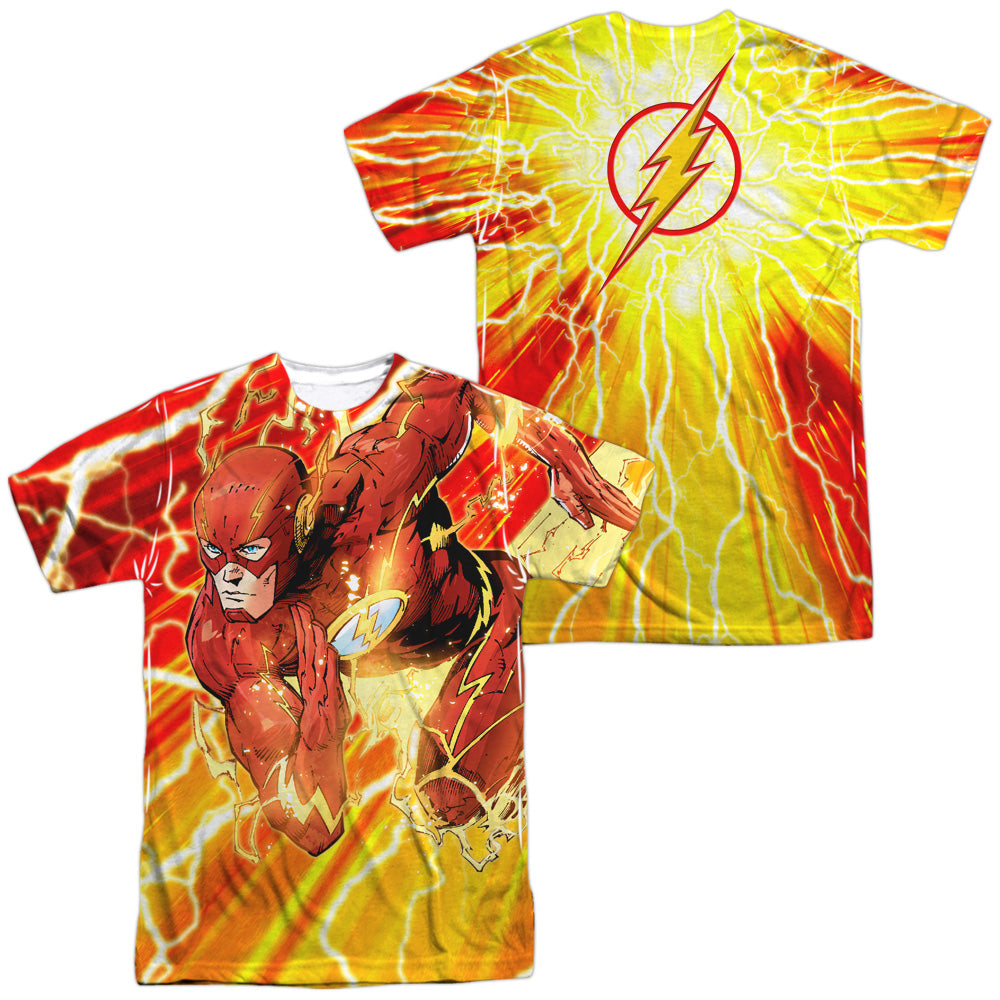 JLA/LIGHTNING DASH (FRONT/BACK PRINT) - S/S ADULT POLY CREW - MULTI