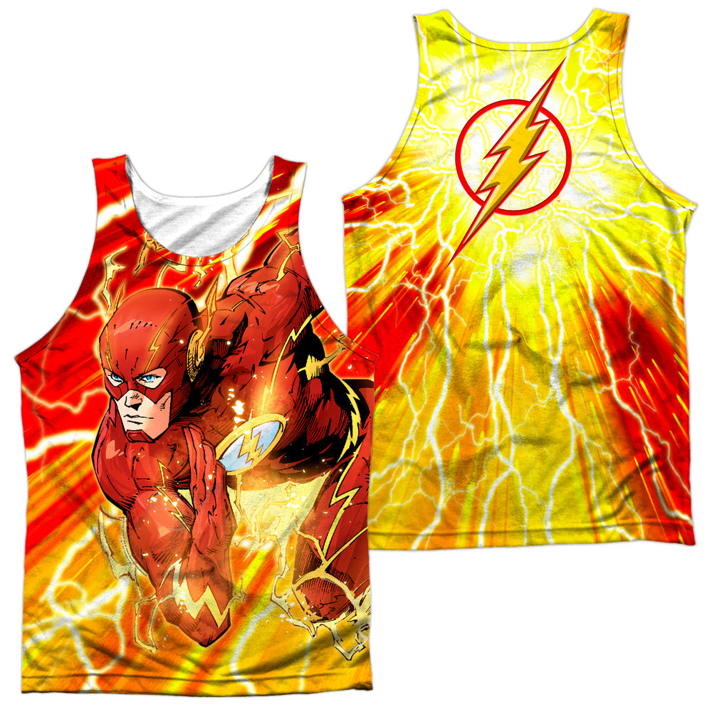 JLA/LIGHTNING DASH (FRONT/BACK PRINT) - ADULT POLY TANK TOP - MULTI