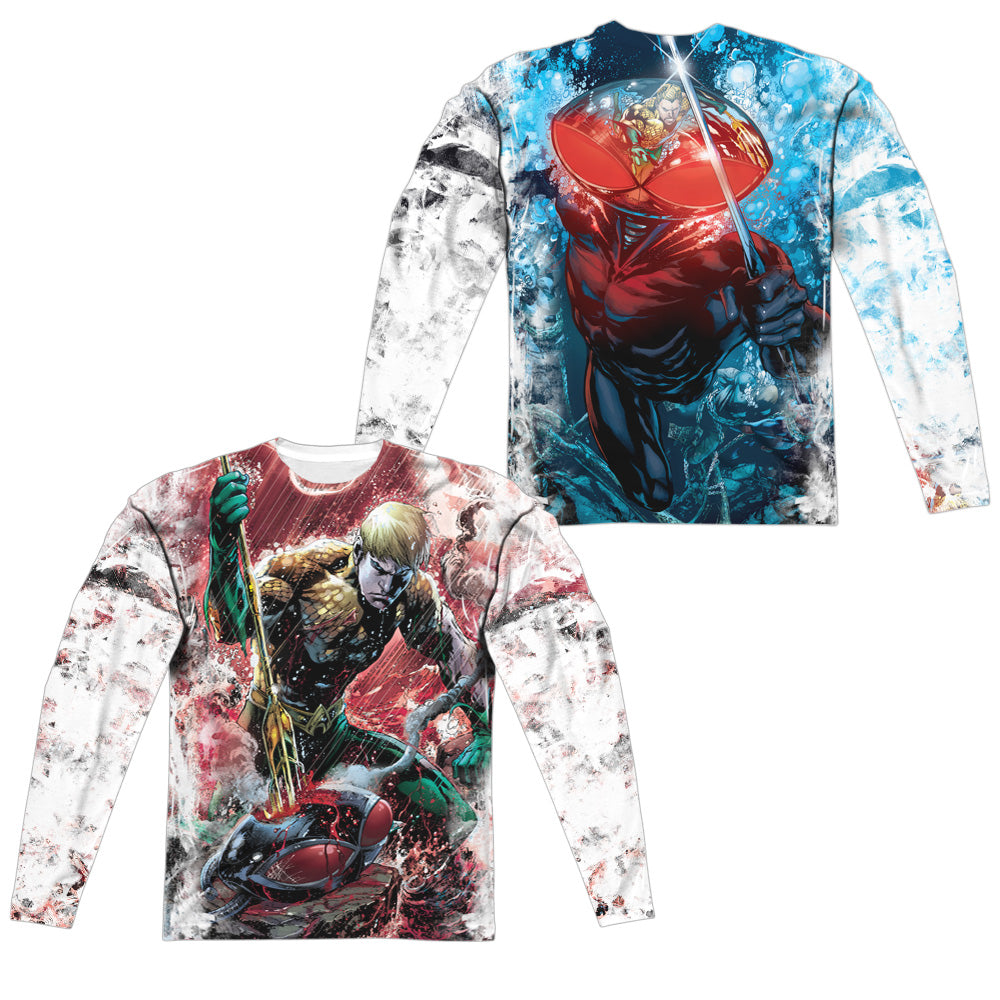 JLA/AQUAMAN VS MANTA (FRONT/BACK PRINT) - L/S ADULT POLY CREW  - MULTI