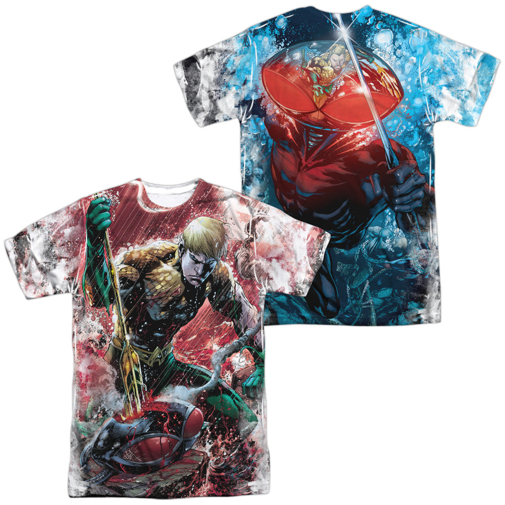JLA/AQUAMAN VS MANTA (FRONT/BACK PRINT) - S/S ADULT POLY CREW - MULTI