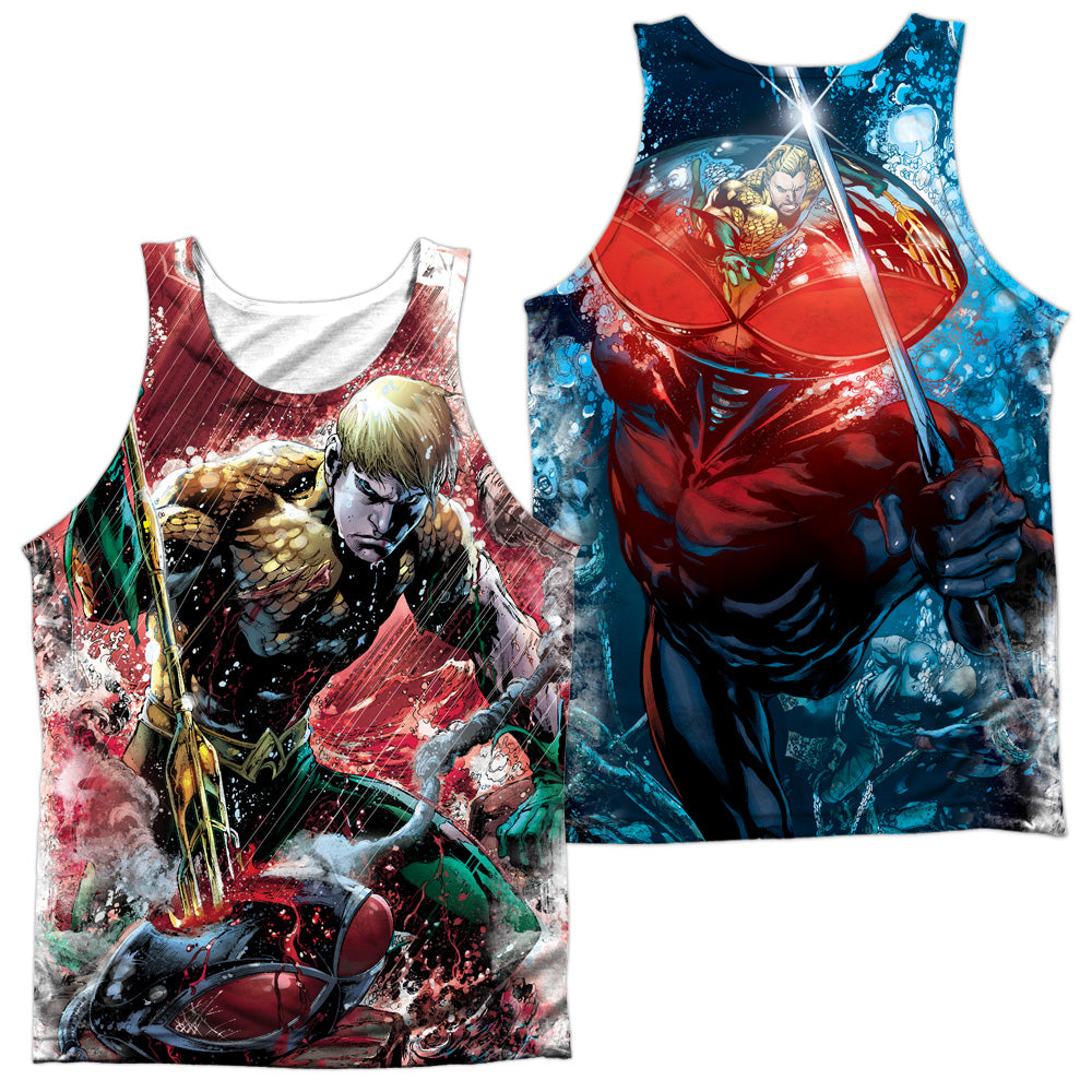 JLA/AQUAMAN VS MANTA (FRONT/BACK PRINT) - ADULT POLY TANK TOP - MULTI