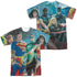 JLA/LEAGUE OF HEROES (FRONT/BACK PRINT) - S/S ADULT POLY CREW - MULTI