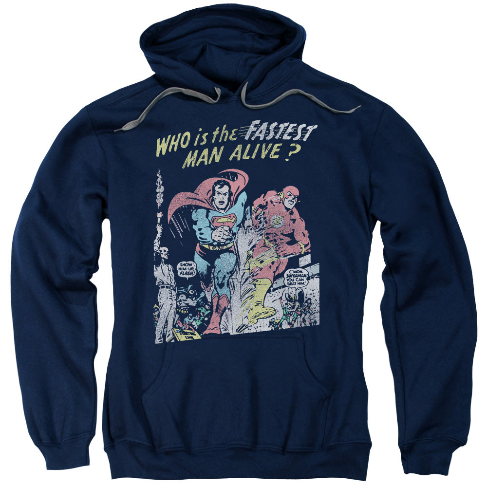 JLA/FASTEST MAN - ADULT PULLOVER HOODIE - NAVY
