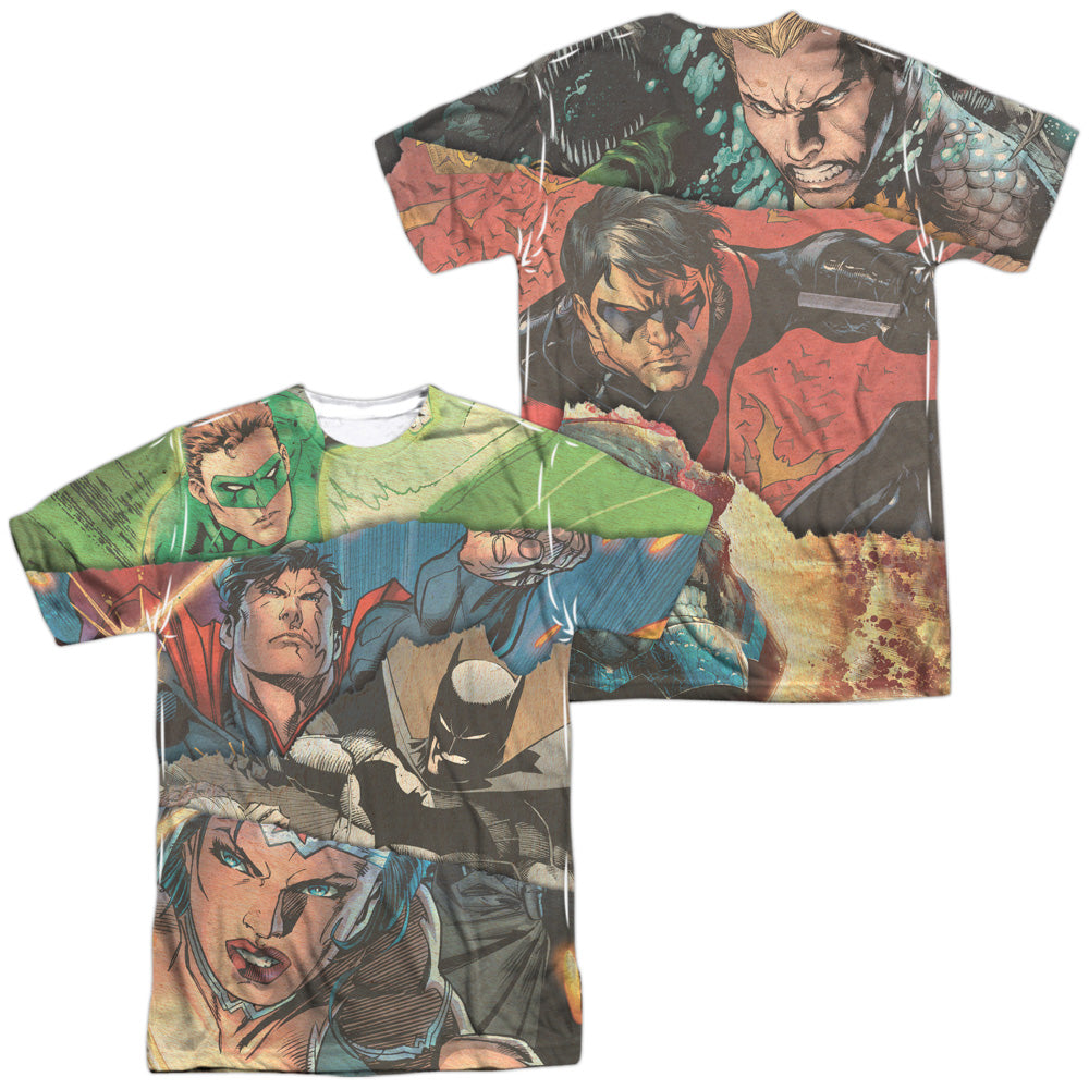 JLA/TORN (FRONT/BACK PRINT) - S/S ADULT POLY CREW - MULTI