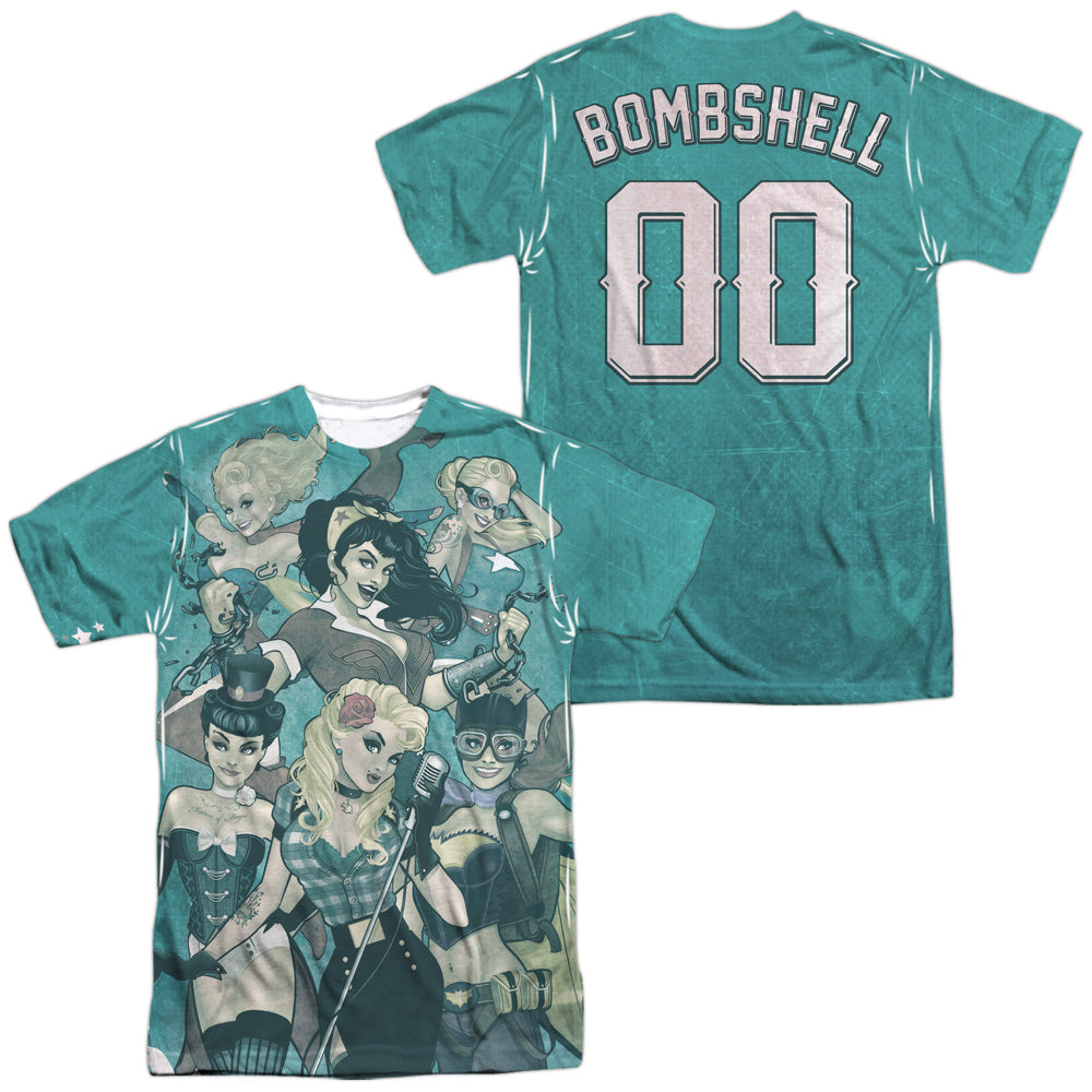 JLA/BOMBSHELL GROUP (FRONT/BACK PRINT) - S/S ADULT POLY CREW - MULTI