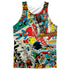 JLA/CLASSIC COLLAGE (FRONT/BACK PRINT) - ADULT POLY TANK TOP - MULTI