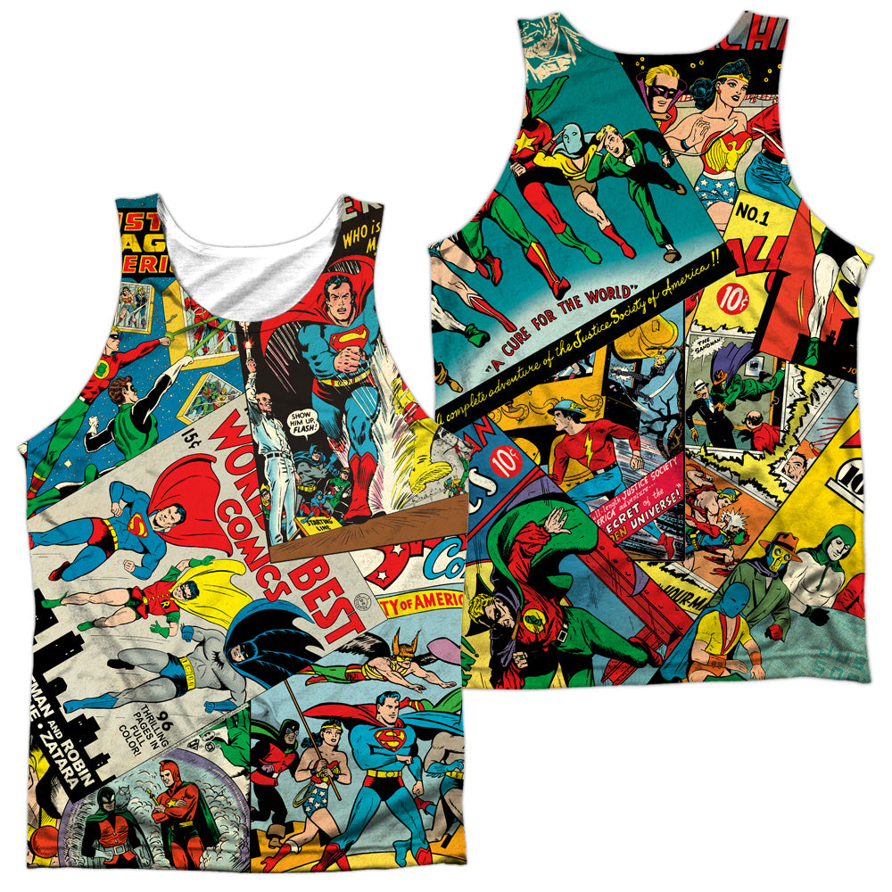 JLA/CLASSIC COLLAGE (FRONT/BACK PRINT) - ADULT POLY TANK TOP - MULTI