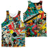 JLA/CLASSIC COLLAGE (FRONT/BACK PRINT) - ADULT POLY TANK TOP - MULTI