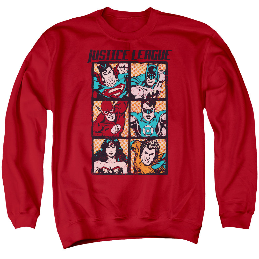 JLA/ROUGH PANELS - ADULT CREWNECK SWEATSHIRT - RED