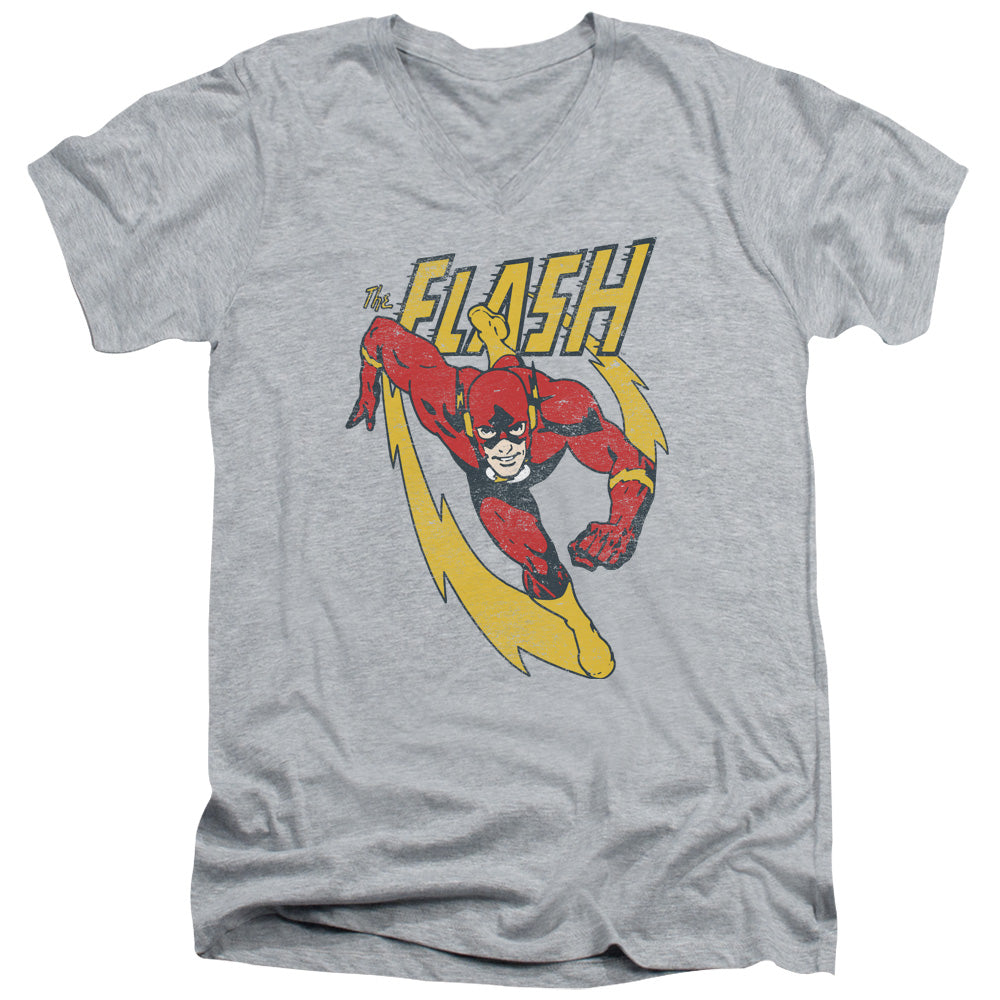 JLA/LIGHTNING TRAIL - S/S ADULT V-NECK 30/1 - ATHLETIC HEATHER