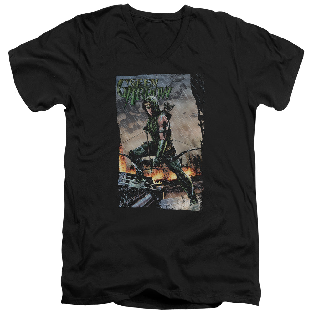 JLA/FIRE AND RAIN - S/S ADULT V-NECK 30/1 - BLACK