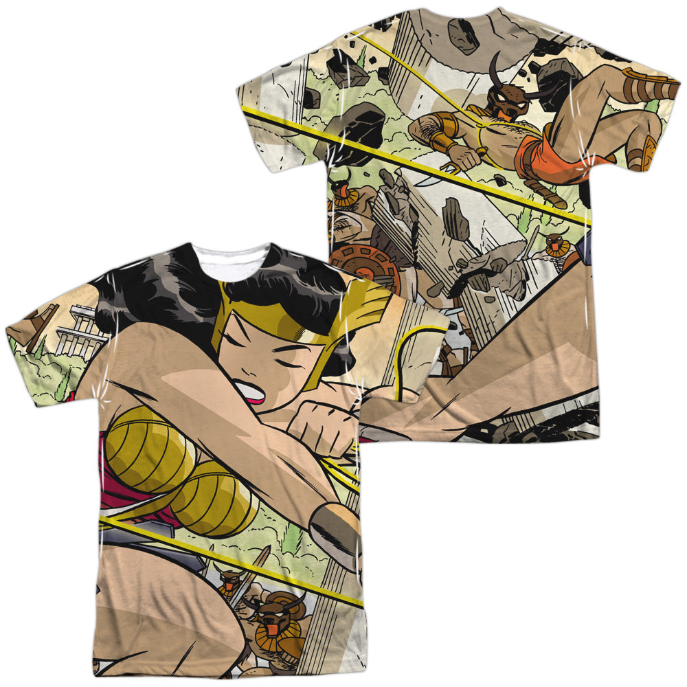 JLA/MINOTAUR BATTLE (FRONT/BACK PRINT) - S/S ADULT POLY CREW - MULTI