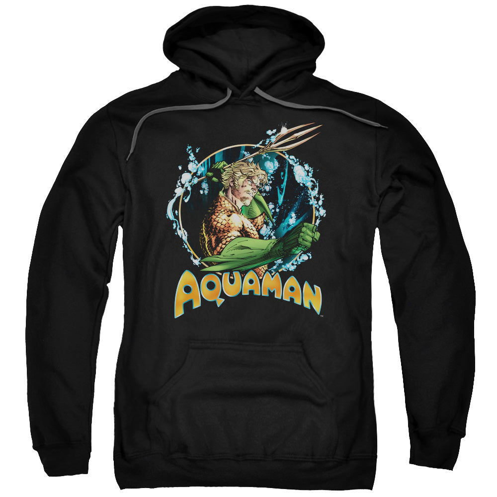 JLA/AQUAMAN RULER OF THE SEAS - ADULT PULLOVER HOODIE - BLACK