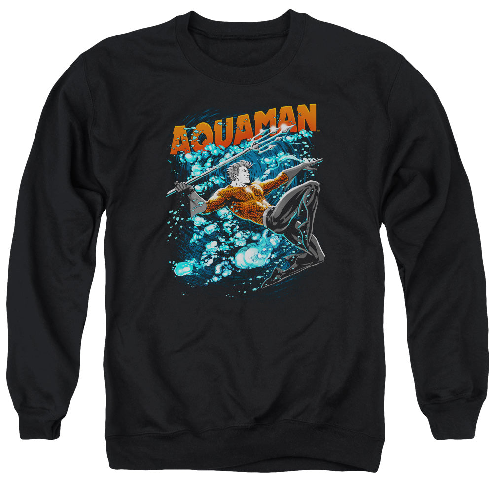 JLA/AQUAMAN AQUA BUBBLES - ADULT CREWNECK SWEATSHIRT - BLACK