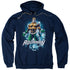 JLA/AQUAMAN WATER POWERS - ADULT PULLOVER HOODIE - NAVY