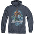 JLA/AQUAMAN WATER POWERS - ADULT HEATHER HOODIE - NAVY