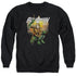 JLA/AQUAMAN BEACH SUNSET - ADULT CREWNECK SWEATSHIRT - BLACK