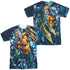 JLA/AQUAMAN TRIDENT (FRONT/BACK PRINT) - S/S ADULT POLY CREW - MULTI