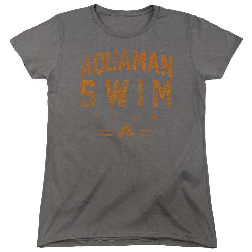 JLA/AQUAMAN SWIM TEAM - S/S WOMENS TEE - CHARCOAL