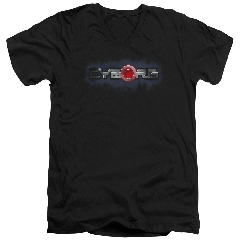 JLA/CYBORG TITLE - S/S ADULT V-NECK 30/1 - BLACK