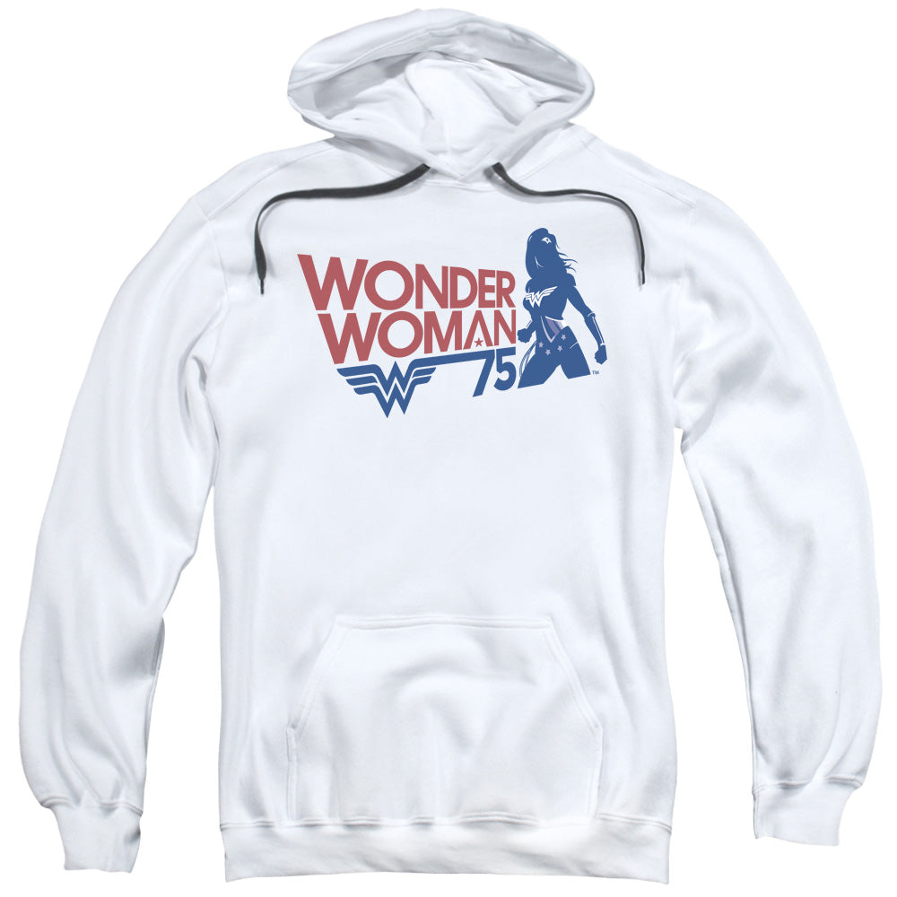 WONDER WOMAN/WW75 SILHOUETTE - ADULT PULLOVER HOODIE - WHITE