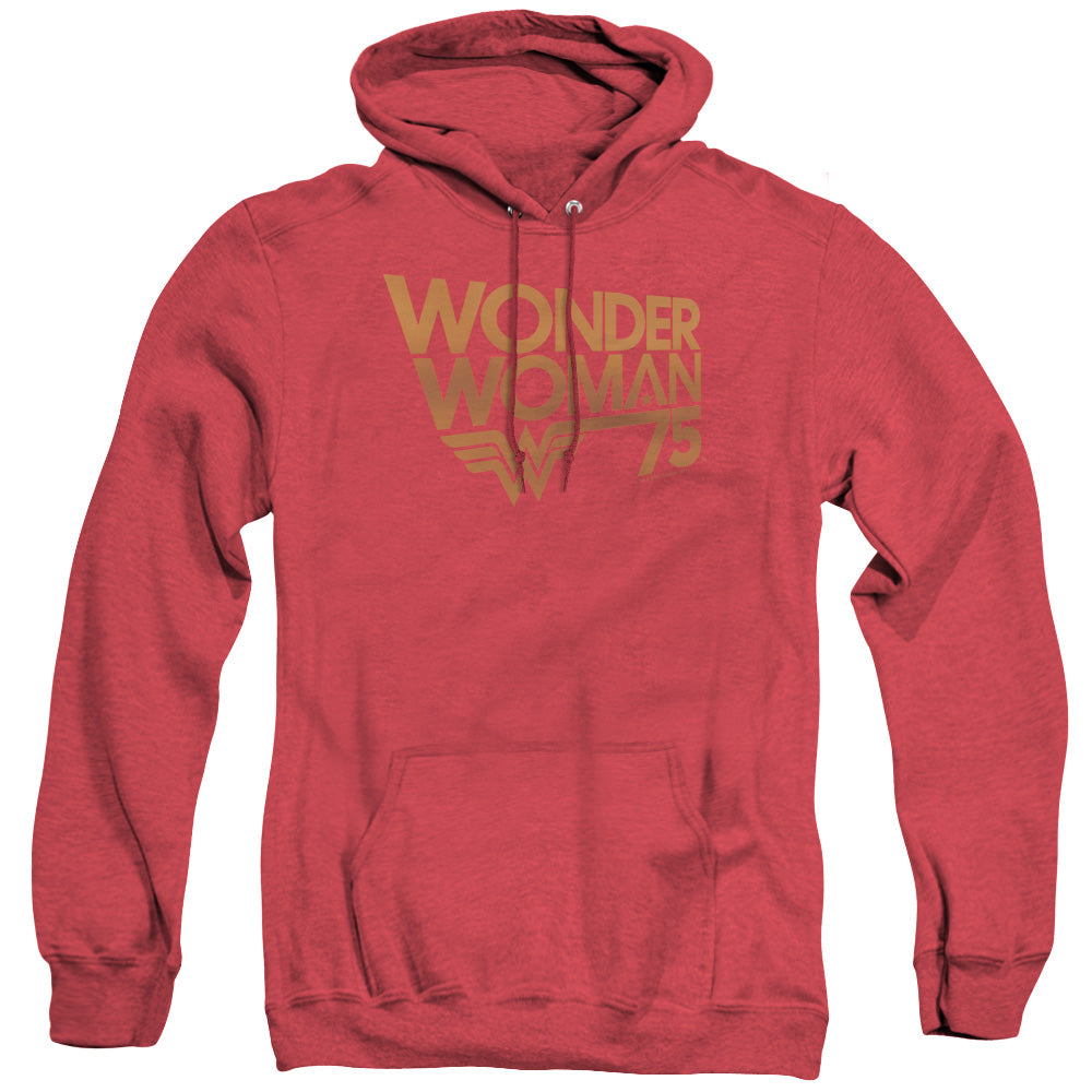 WONDER WOMAN/WONDER WOMAN 75TH ANNIVERSARY GOLD LOGO - ADULT HEATHER HOODIE - RED