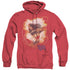WONDER WOMAN/75TH BURST - ADULT HEATHER HOODIE - RED