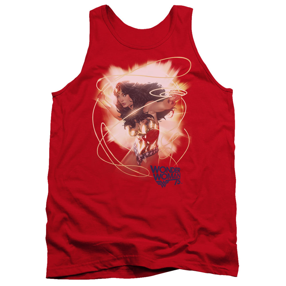 WONDER WOMAN/75TH BURST - ADULT TANK - RED