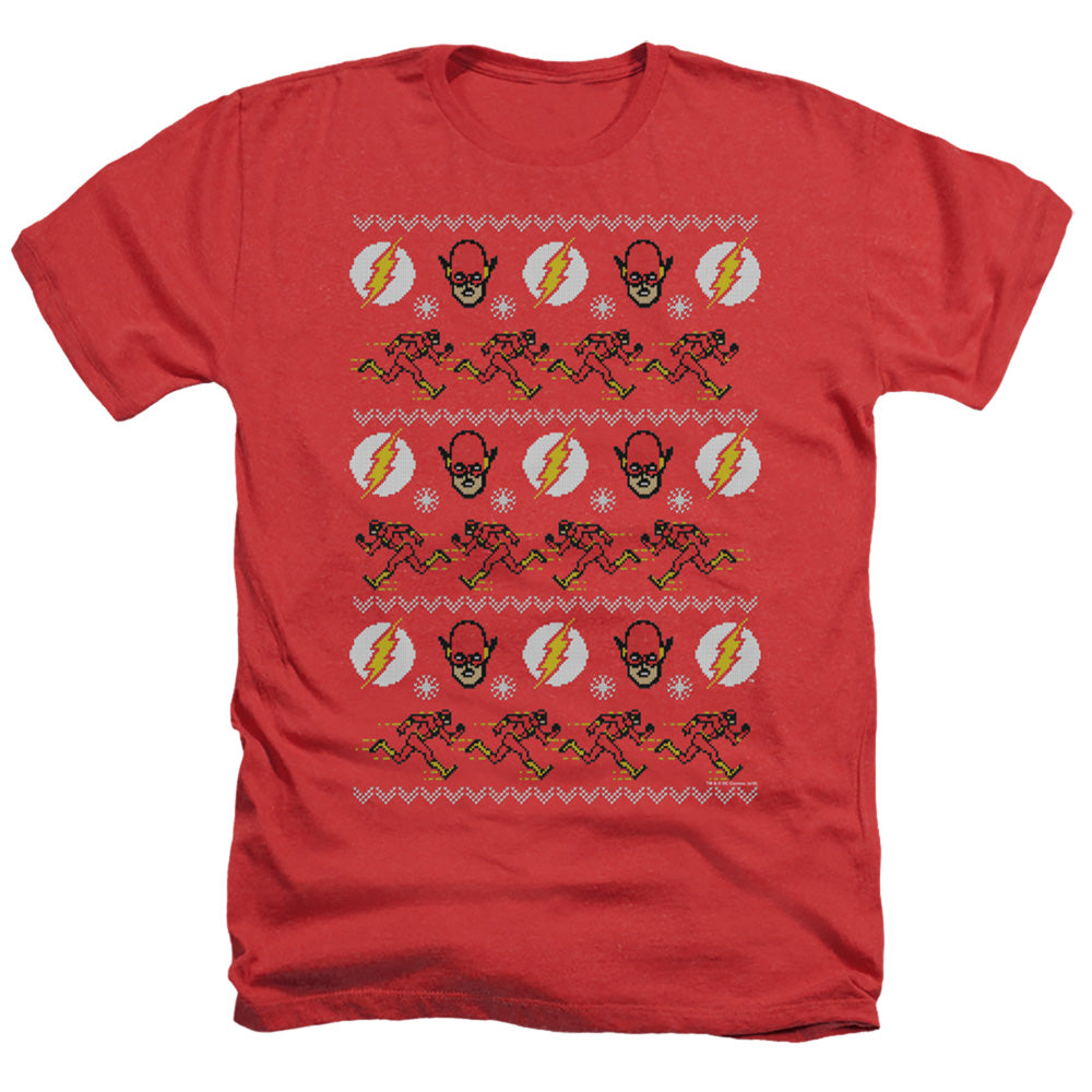 DC FLASH/THE FLASH UGLY CHRISTMAS SWEATER - ADULT HEATHER - RED