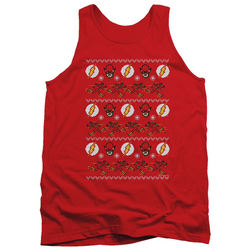 DC FLASH/THE FLASH UGLY CHRISTMAS SWEATER - ADULT TANK - RED