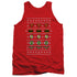 JLA/JUSTICE SHIELDS CHRISTMAS SWEATER - ADULT TANK - RED