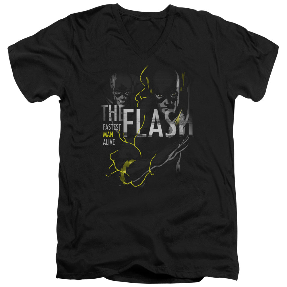 DC FLASH/BOLD FLASH - S/S ADULT V-NECK 30/1 - BLACK