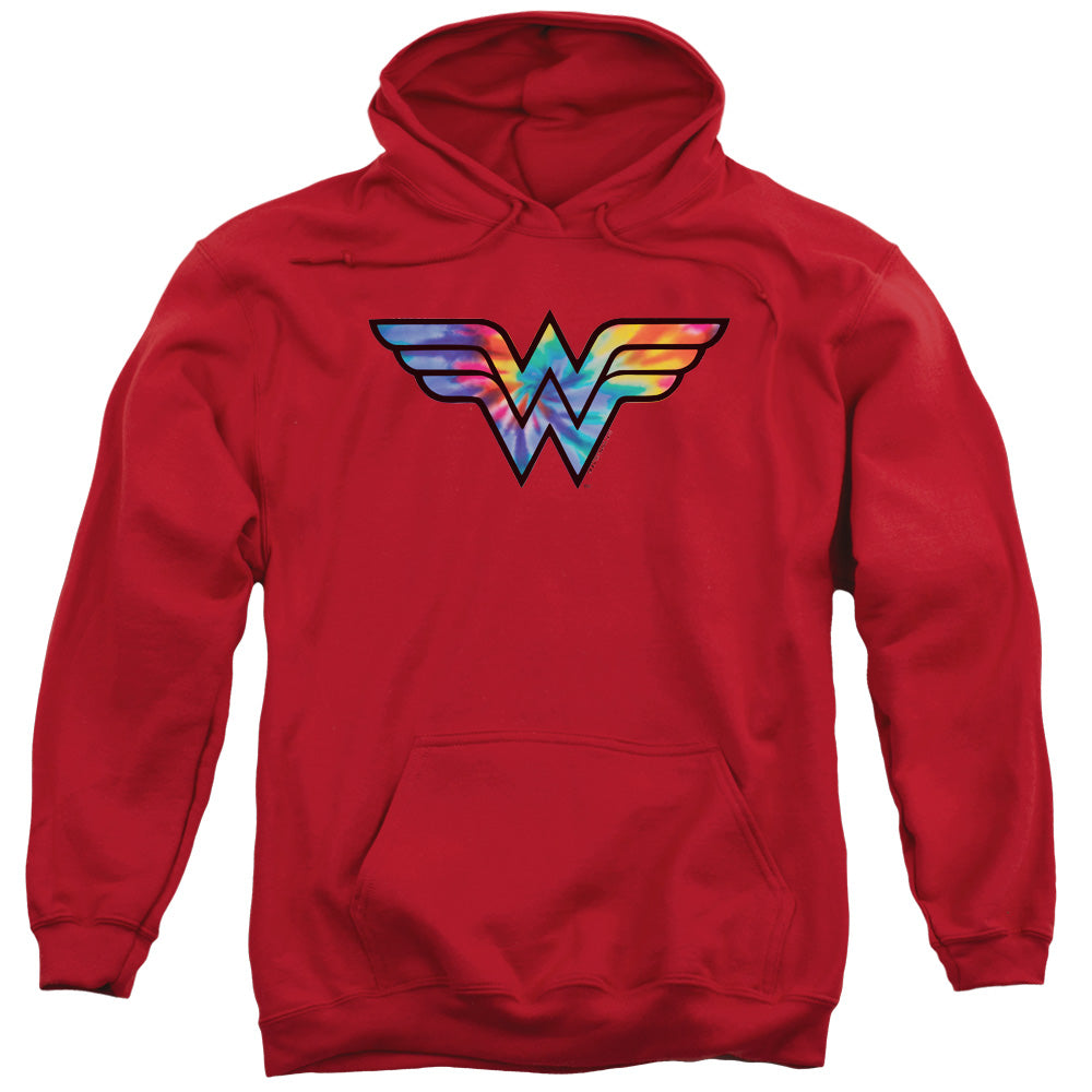 DC WONDER WOMAN/WONDER WOMAN TIE DYE LOGO - ADULT PULLOVER HOODIE - RED