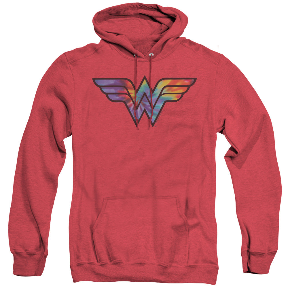 DC WONDER WOMAN/WONDER WOMAN TIE DYE LOGO - ADULT HEATHER HOODIE - RED