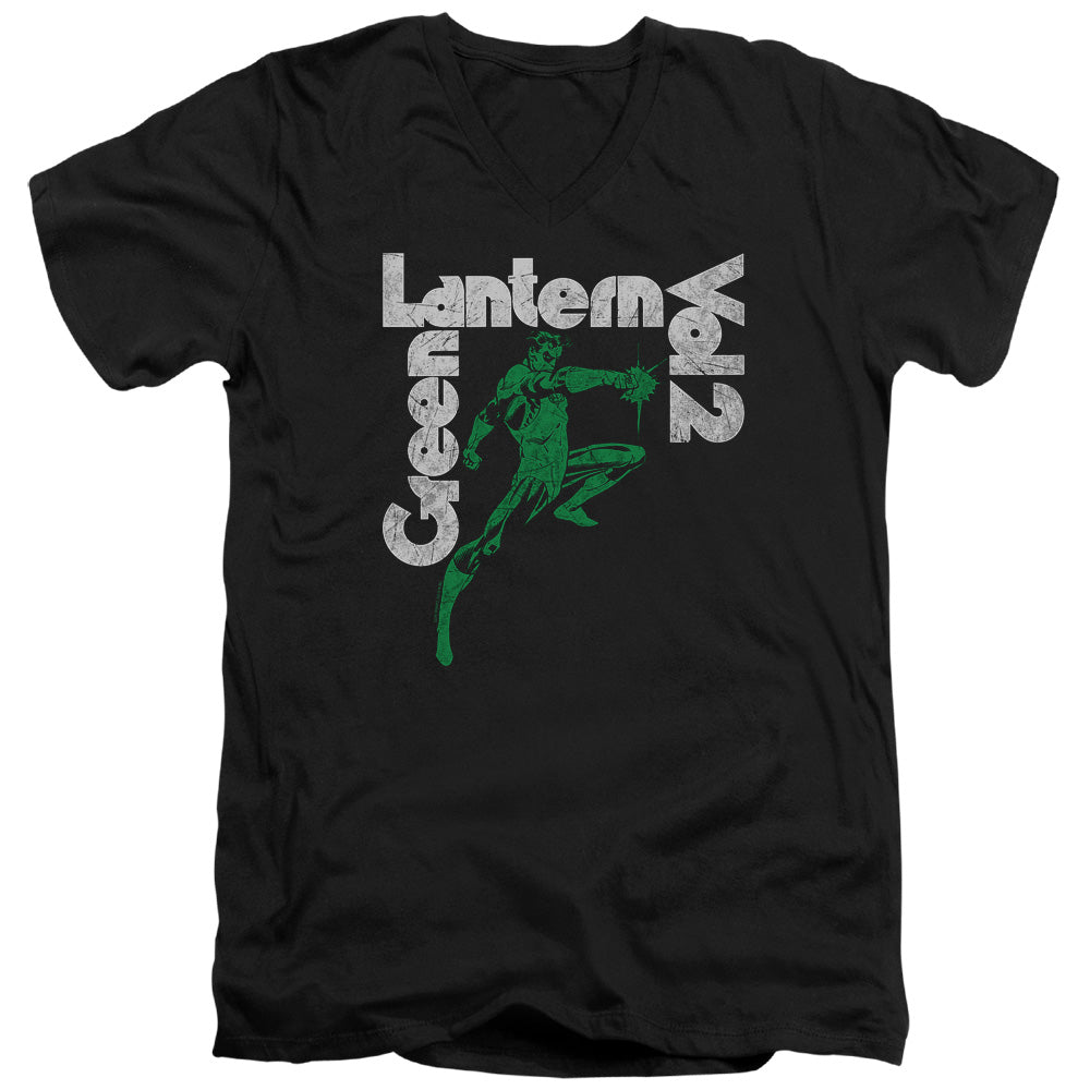 GREEN LANTERN/GREEN LANTERN VOL 2 - S/S ADULT V-NECK 30/1 - BLACK