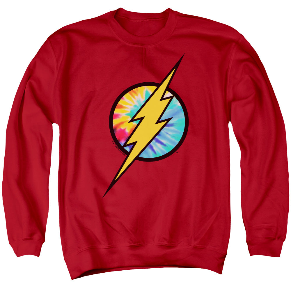 DC FLASH/TIE DYE FLASH LOGO - ADULT CREWNECK SWEATSHIRT - RED