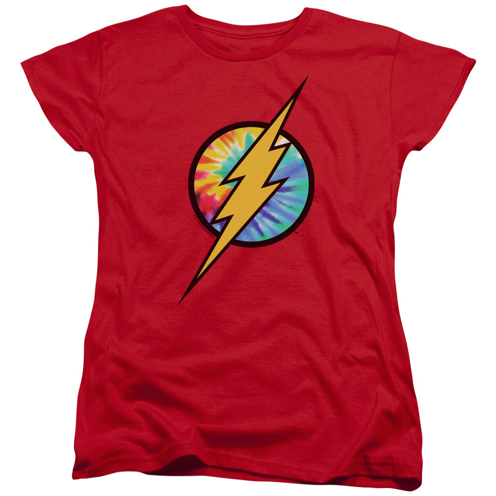 DC FLASH/TIE DYE FLASH LOGO - S/S WOMENS TEE - RED