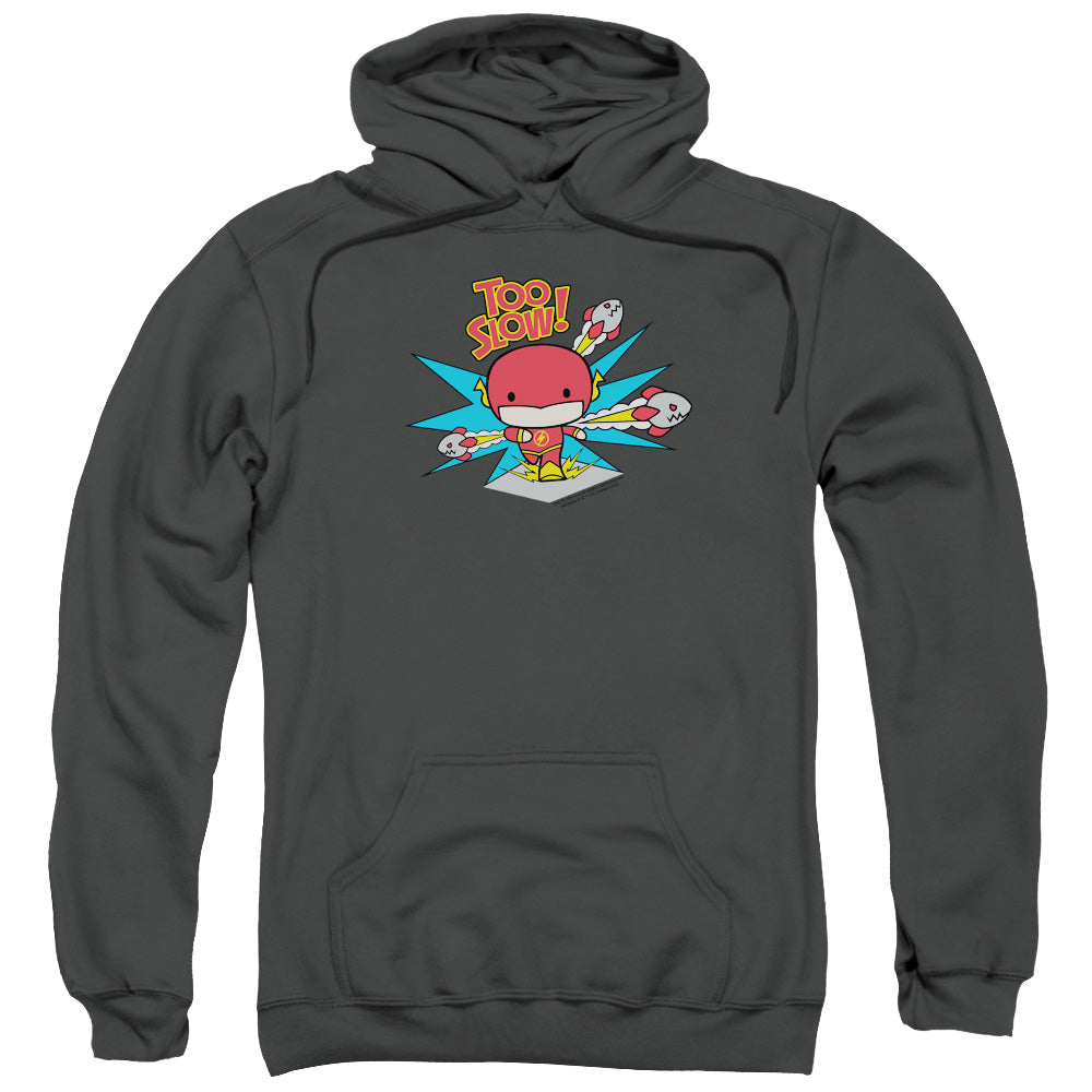 DC FLASH/TOO SLOW - ADULT PULLOVER HOODIE - CHARCOAL