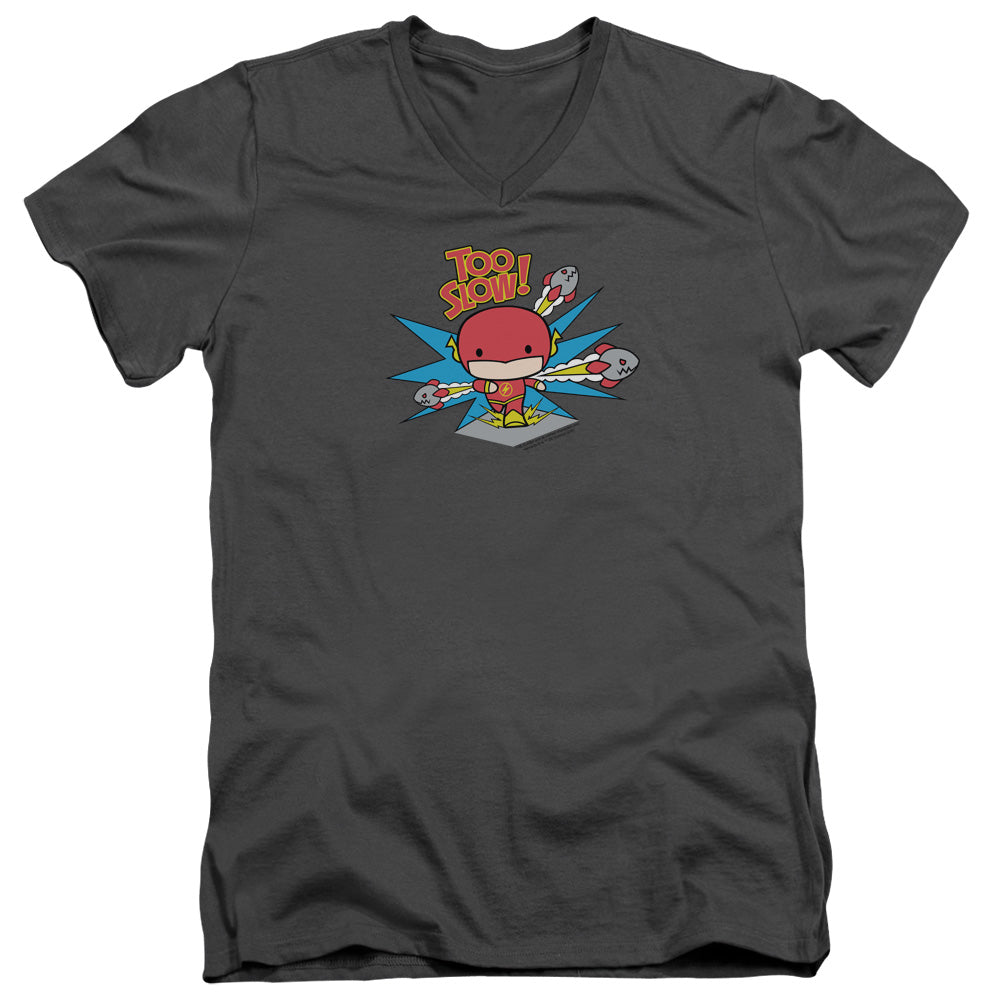 DC FLASH/TOO SLOW - S/S ADULT V-NECK 30/1 - CHARCOAL