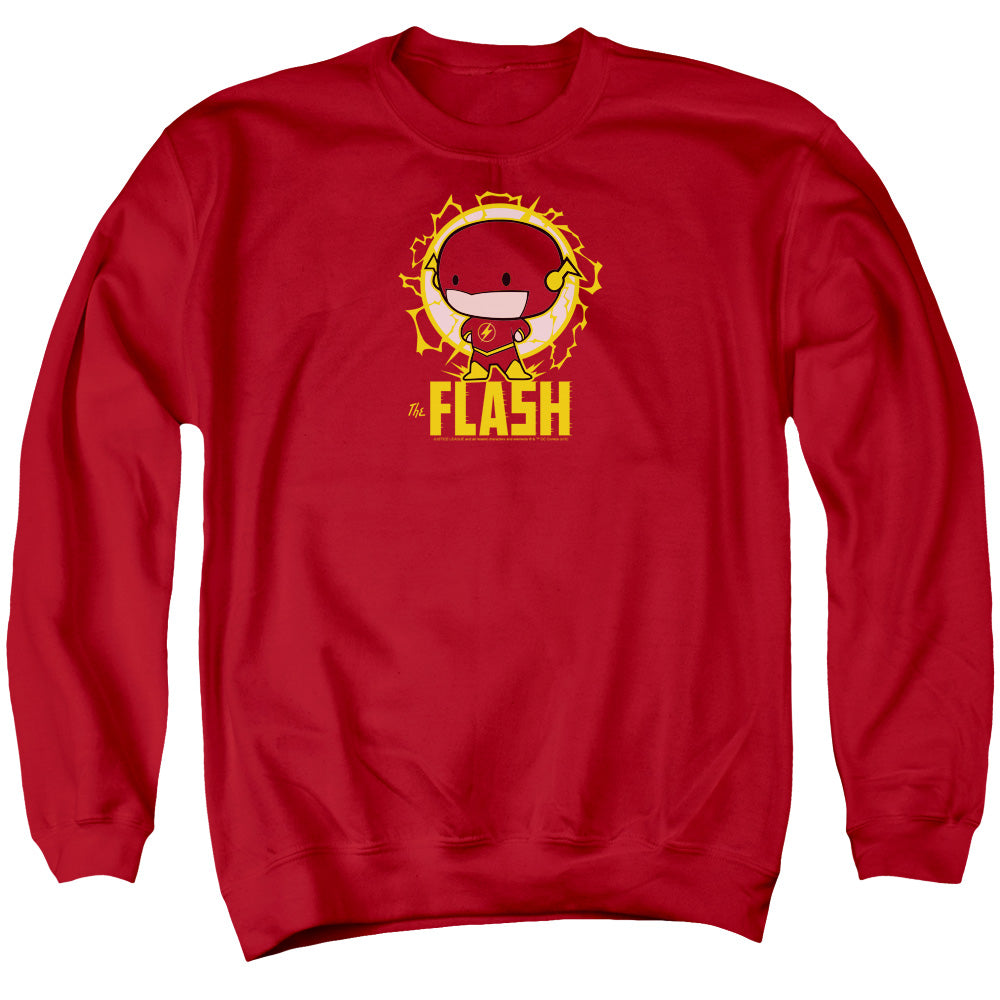 DC FLASH/FLASH CHIBI - ADULT CREWNECK SWEATSHIRT - RED