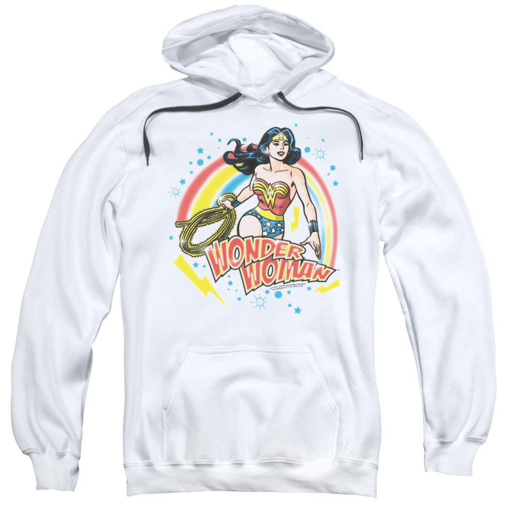 WONDER WOMAN/WONDER AIRBRUSH - ADULT PULLOVER HOODIE - WHITE