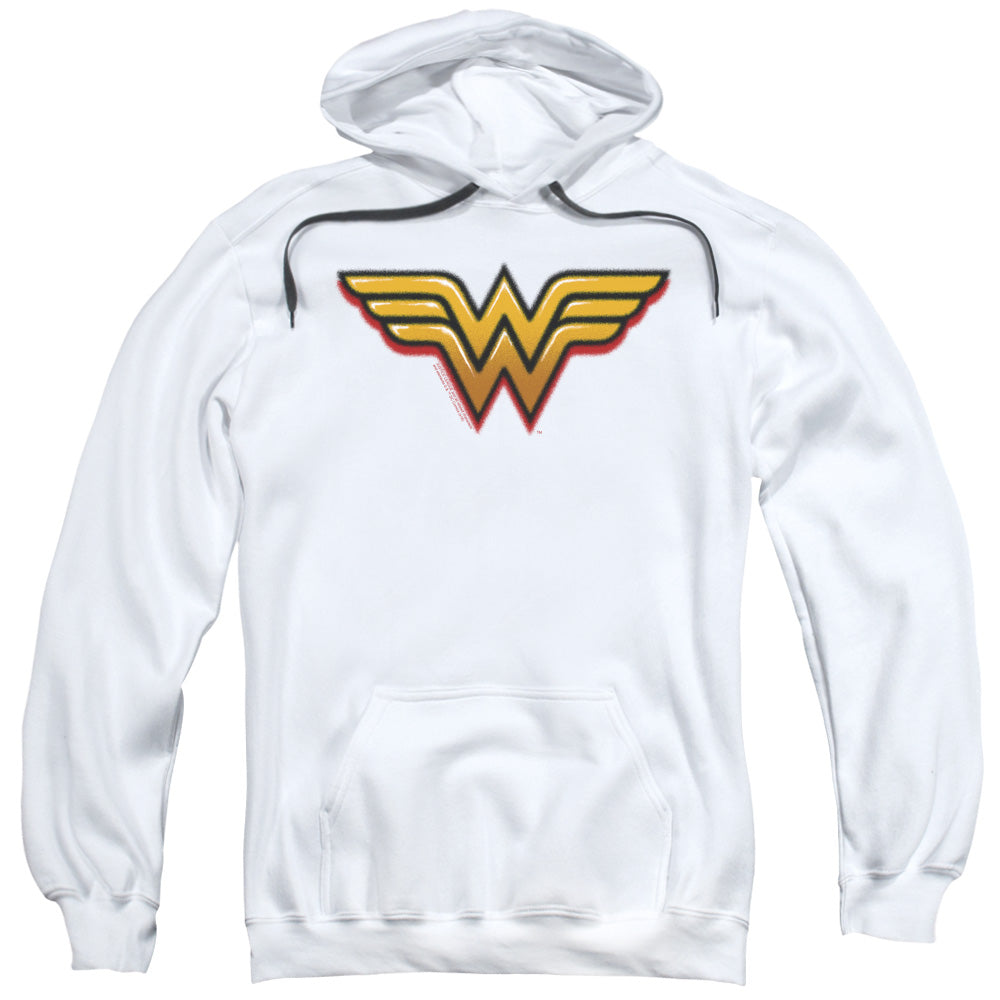 DC WONDER WOMAN/AIRBRUSH WW - ADULT PULLOVER HOODIE - WHITE
